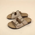 Women's Flat Outdoor Beach Casual Slippers Man Sliders Thick Sole Leather Cork Sole Sandals and Slippers