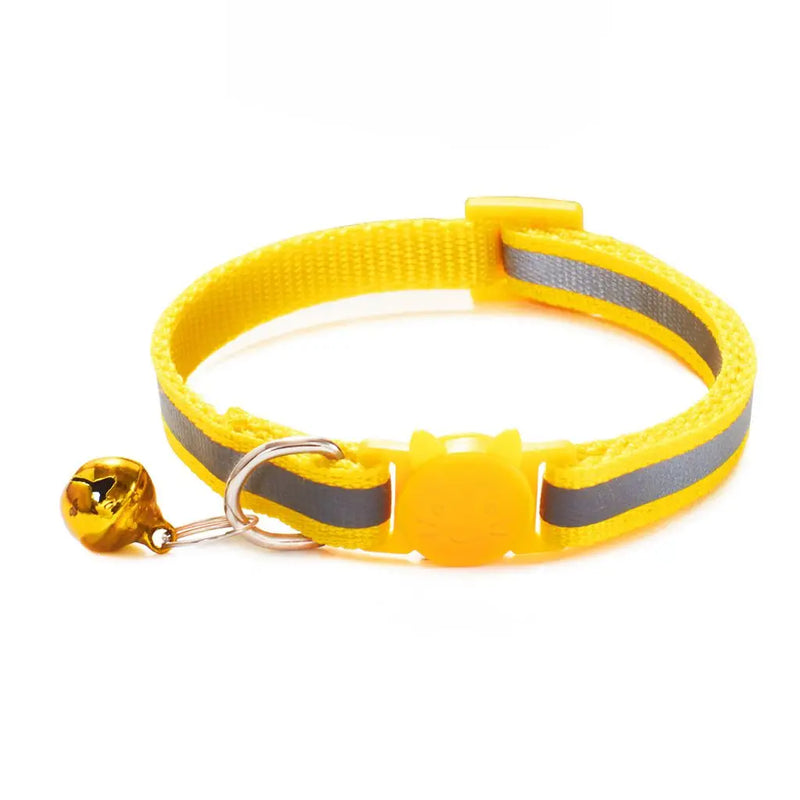 Cute Fashion Adjustable Size Cat Head Pattern Reflective with Bells Cat Collar Pet Accessories Kitten Decor Cat Neck Strap
