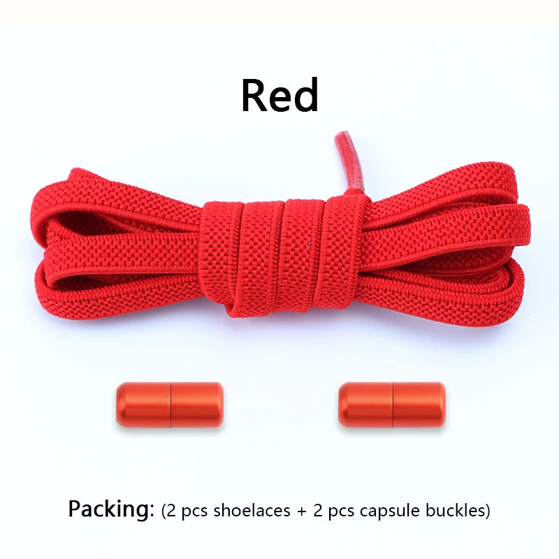 Flat Shoe Laces Without Ties Colored Matte Metal Lock Lazy Shoelaces for Men and Women Casual Shoes Elastic Shoelace 1 Pair