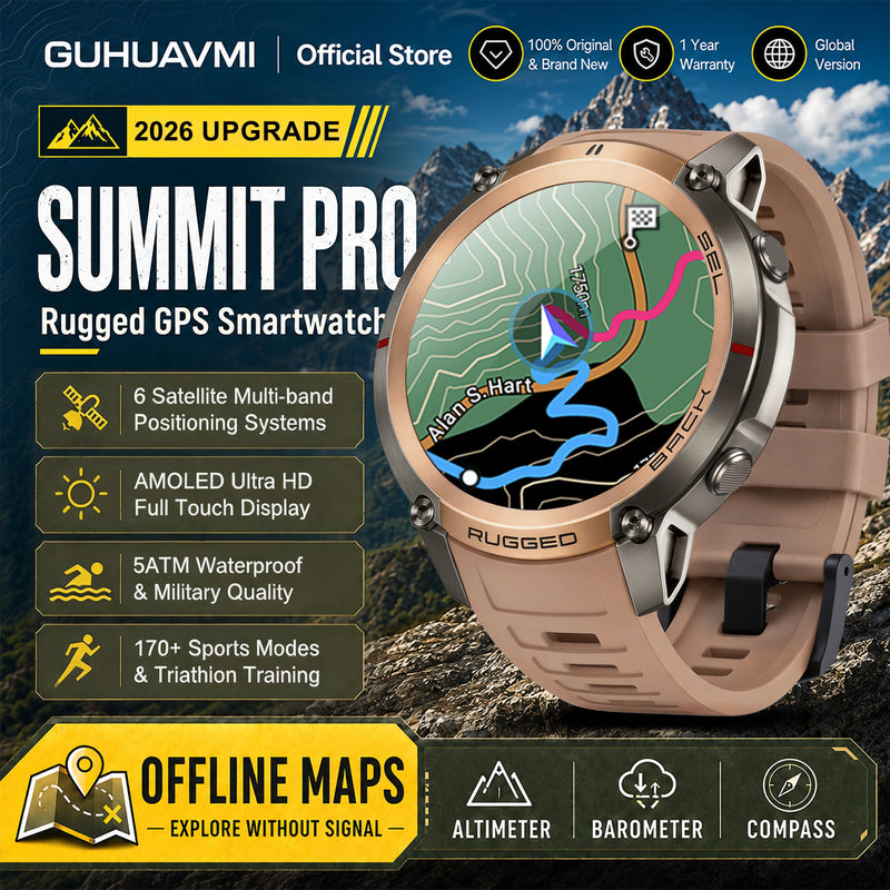 2026 Military Satellite Offline Map GPS Smart Watch Men 1.43''AMOLED Bluetooth Call Compass 5ATM Waterproof 170+Sport Smartwatch