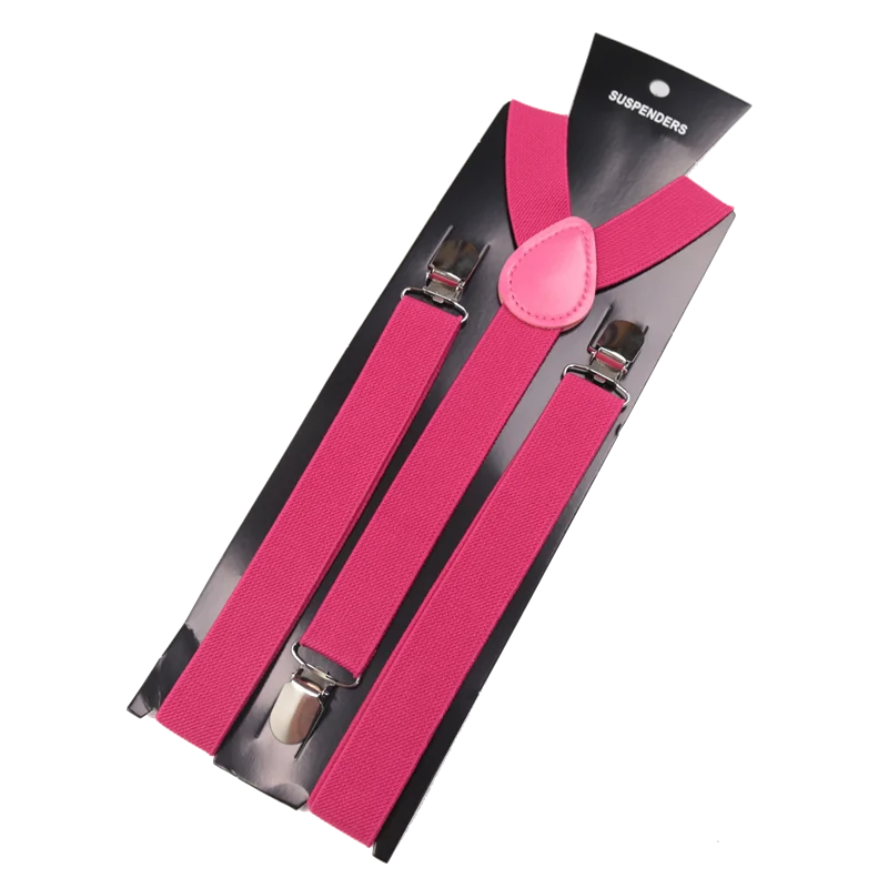 Unisex Elastic Leather Suspenders Braces Men Women Gift Black Blue Red Adjustable Straps for Wedding Suit Skirt Accessories