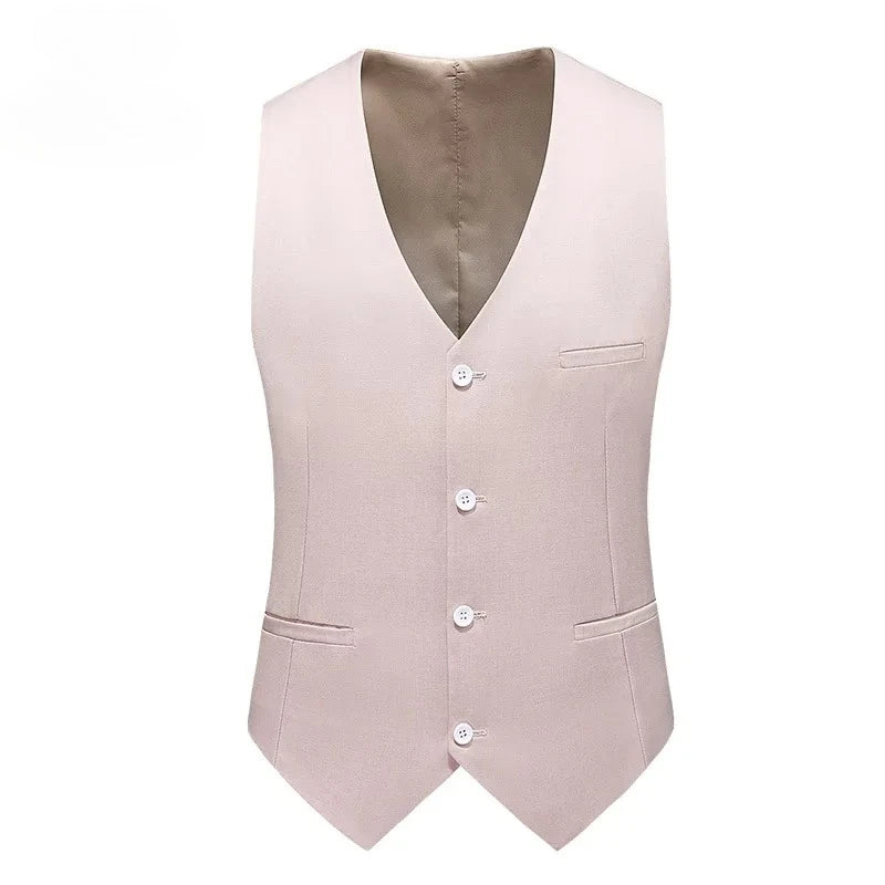 Vest Mens Fashion Casual High Quality Solid Color Slim Large Size Business Office Waistcoat Men Groom Wedding Dress Suit Vests