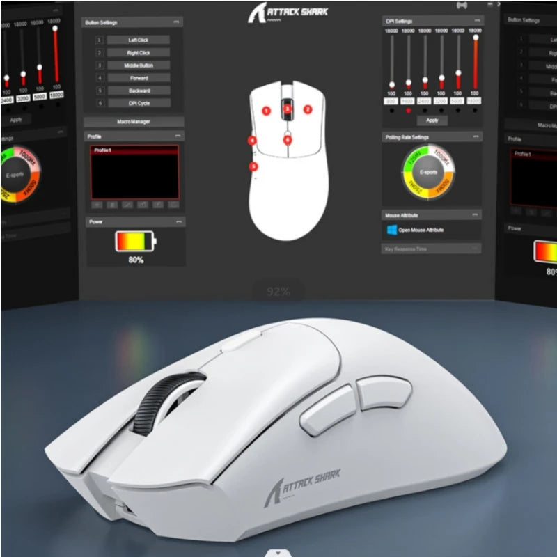 Attack Shark R1 Wireless Gaming Mouse PAW3311 Sensor 18000 DPI 1000Hz Polling Rate Tri Mode Bluetooth Lightweight for PC Laptop
