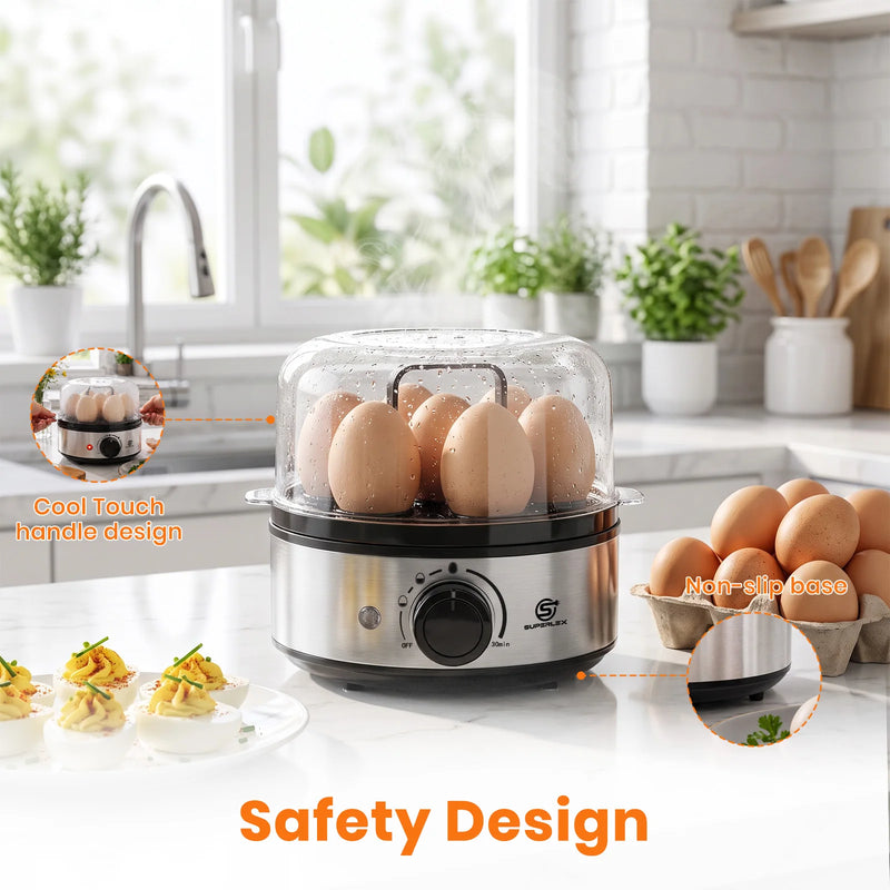 SUPERLEX 400W Power EGG COOKER with Large Capital Boils Up to 7 Eggs Smart Power Off Easy to Clean and Better Safeter For Family