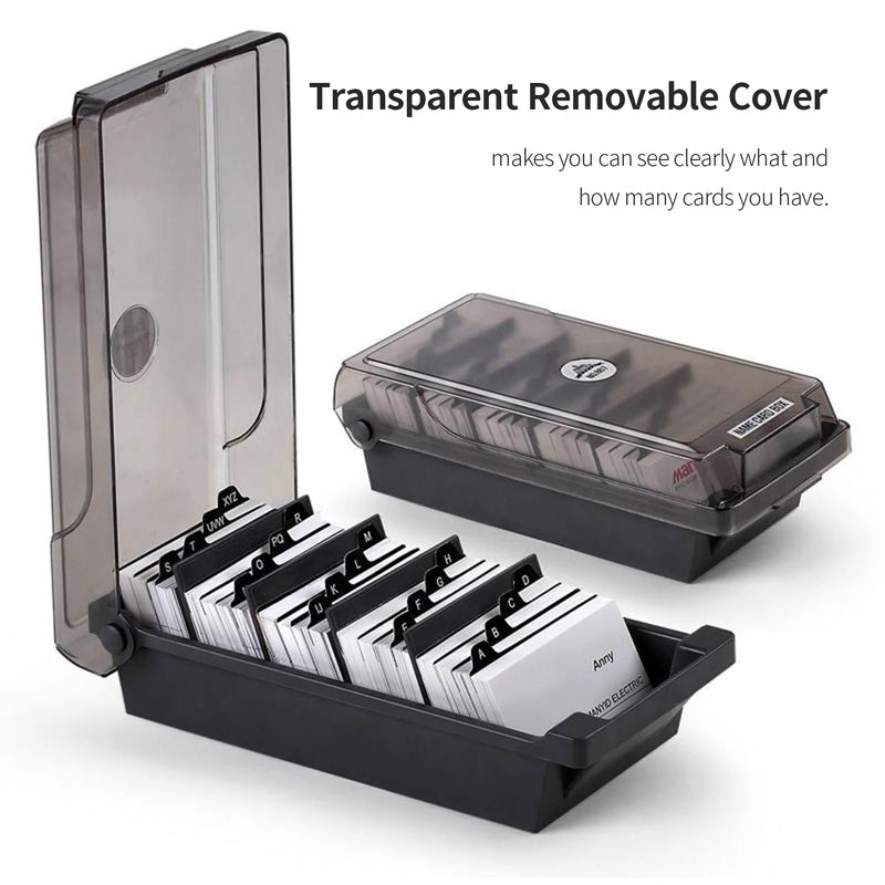 JIELISI Name Card Box Business Card Holder For Desk With Dividers And Index Tabs For Men And Wowen 500 Cards Capacity
