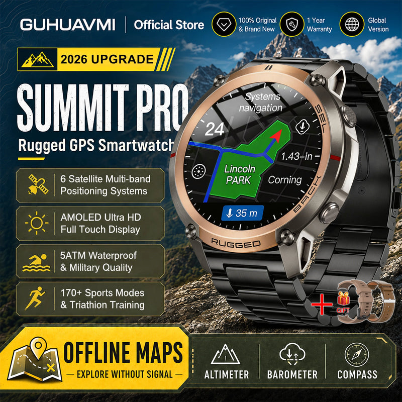 2026 Military Satellite Offline Map GPS Smart Watch Men 1.43''AMOLED Bluetooth Call Compass 5ATM Waterproof 170+Sport Smartwatch