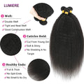Virgin Raw Kinky Yaki Straight Human Hair Bundles 1/3/4 PCS Natural Black Brazilian Hair Weave Bundles Hair Extensions 8-40