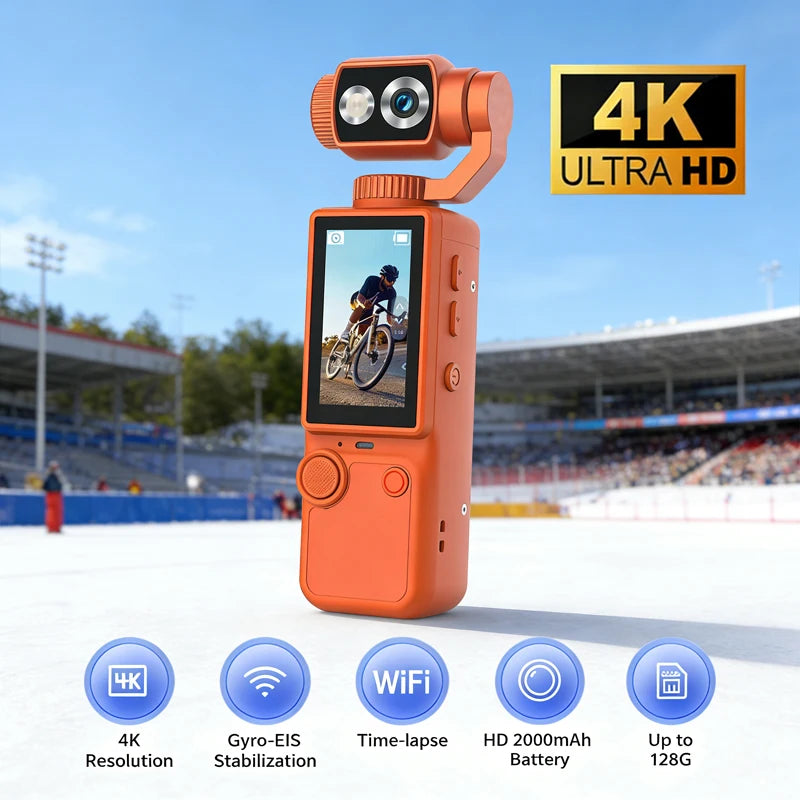 New Pocket3 Pro 4K Sports Action Camera Remote Control 2.0" IPS Screen Portable DV Video Recorder for Cycling Motorcycle Vlog