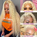 613 Blonde Lace Frontal Wig Deep Wave 13x4 13x6 HD Lace Human Hair Wig Pre Pluck Curly Lace Front Wigs Brazilian Human Hair