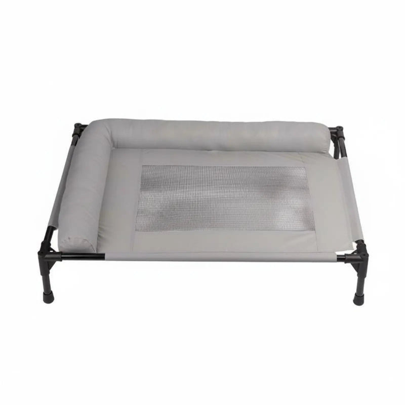 Elevated Dog Bed with Pillow Border Firm Support Elevated Dog Bed L-Shaped Pet Lounger All Seasons Use Cooling Mesh Pet Cot