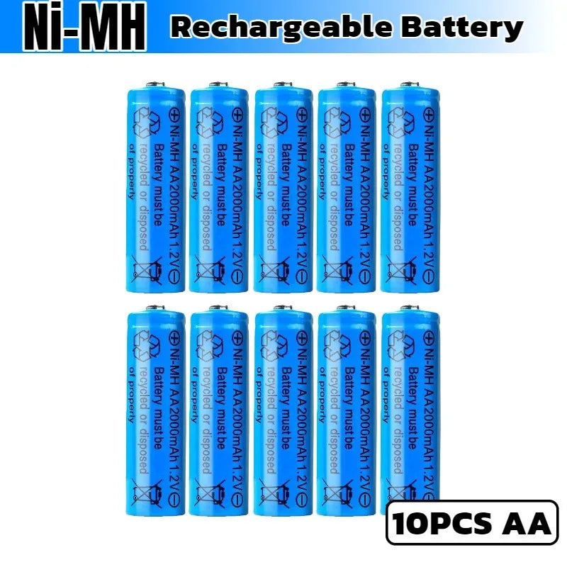 AA AAA 2000mAh 1.2V 1-60 Pcs Battery Rechargeable 2A 3A Ni-MH Batteries with Quick Charger for Toys Mouse Keyboard Flashlights