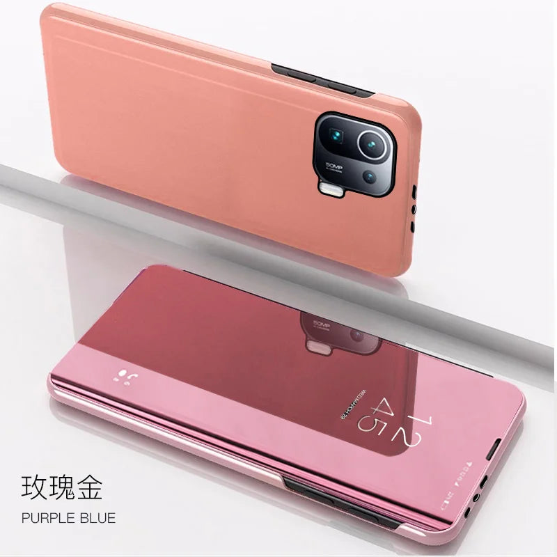 Smart Mirror Flip Case for Xiaomi Poco X3 Redmi Note 10 9 9s 11 8 8T 10s 11T Pro Max Plus 9A 9C Mi 9T Lite 5G Stand Cover Coque