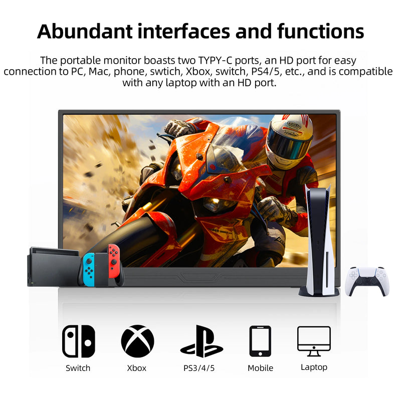 ZSUS 3840*2160 13-inch 4K Portable Monitor 60HZ For Laptop XBox PS4 / 5 Switch TV Box Cell Phone PC Extension Mobile