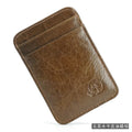 Fashion 100% Genuine Leather Thin Bank Credit Card Case Mini Card Wallet Men Bus Card Holder Cash Change Pack Business ID Pocket