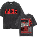 Washed Retro Japanese Anime Akira Print 100%Cotton Men Woment T-shirt Summer Autumn Daily Sports Party Casual Loose Short Sleeve