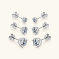 OXTAO 18K White Plated 0.5-2ct Moissanite Diamond Stud Earring Real 925 Silver Wedding Earring Luxury Women's Jewelry Certified