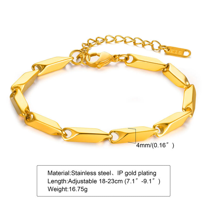 Gold Color Men's Chain Bracelet, Hip Hop Stainless Steel Chunky Wristband, Rock Punk Jewelry Gift for Dad - Visuel 23 | SAMAG