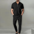 Autumn New European and American Men's Solid Color Casual Comfort Set, Pants, Short Sleeves, Zipper - View 5 | SAMAG
