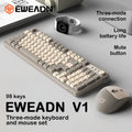 EWEADN V1 Stylish 3-Mode Wireless Combo Backlit Quiet Keyboard Mouse Ergonomic Desktop Kit