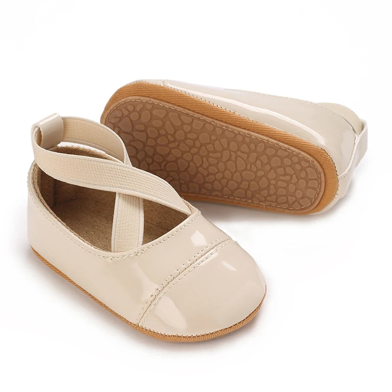 Spring and Autumn Baby Apricot Princess Shoes 0-12 Months Non-Slip Soft Sole Walking Shoes