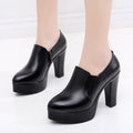 high quality leather shoe for women 8cm 11cm high heel platform point toe 32 33 34 elegant office autumn winter shoe black