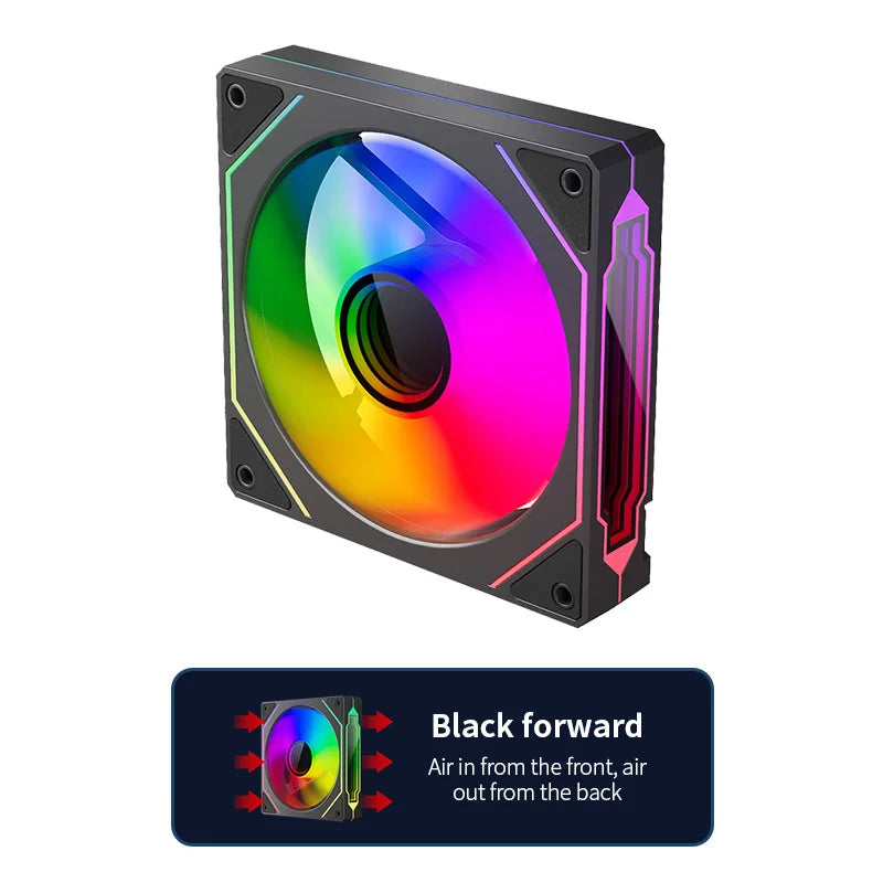 Teucer Infinite Mirror 120mm 5V 3Pin ARGB PC Case FAN 12V 4Pin PWM 800-2000RPM 12cm Chassis CPU Water Cooling Ventilator