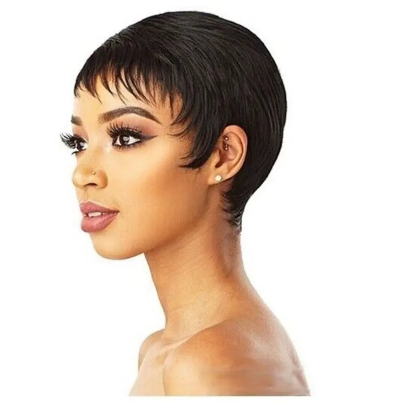 Short Wavy Layered Pixie Wig Human Hair Boy Cut Short Human Hair Wigs for Black Women Machine Made Brazilian Hair Wigs on Sale