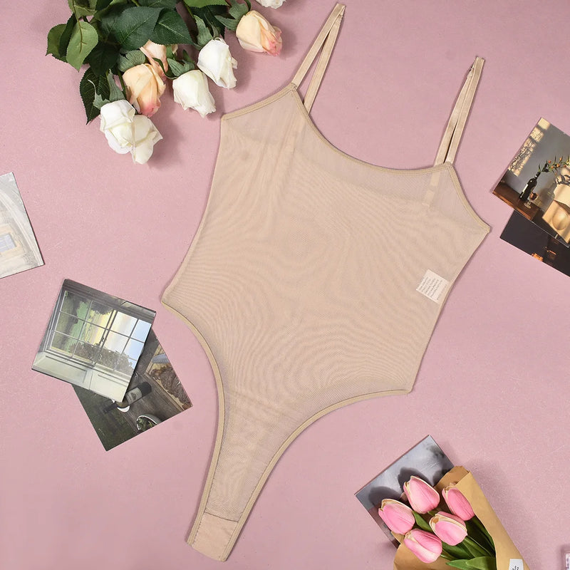 Special Tight-Fitting New Casual Mesh Sexy Bodysuits Erotic Underwear Solid Color Transparent Pure Desire Bodysuits Elegant 55IC