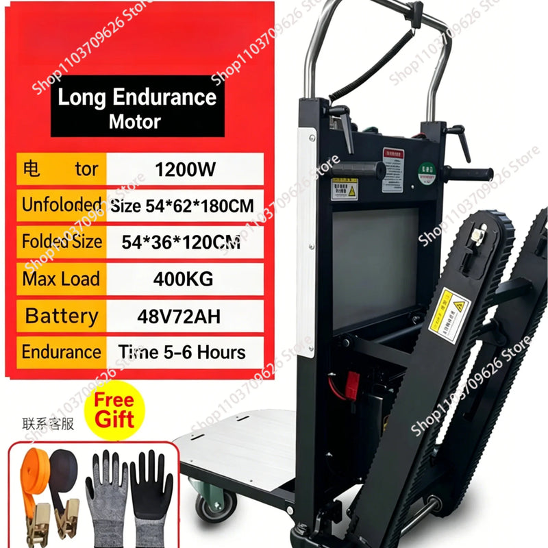Electric Stair Climbing Car for 400KG Home Improvement Crawler Type up down Stair Climber Vehicle Flat Truck Staircase Tool