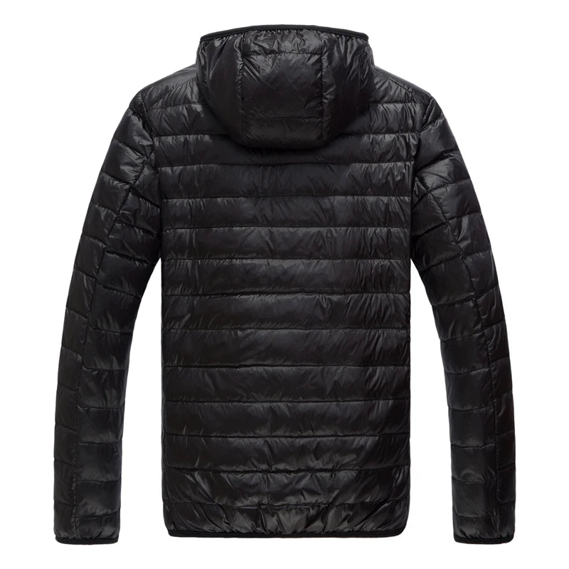 2026 Men Black Hooded Coat, Blue Zipper Control Winter Down Jacket, Green Lightweight Design Parkas Jaqueta, Asian Size M-5XL