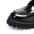 Men's Spring Formal Leather Derby Shoes Glossy Genuine Leather Thick Sole Height Increasing Business Casual Wedding Shoes