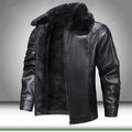 Fur Collar Men Faux Leather Jacket Winter Fleece Lined Biker Jackets Fashion Motorcycle Leather Coat Outwear Casual Streetwear