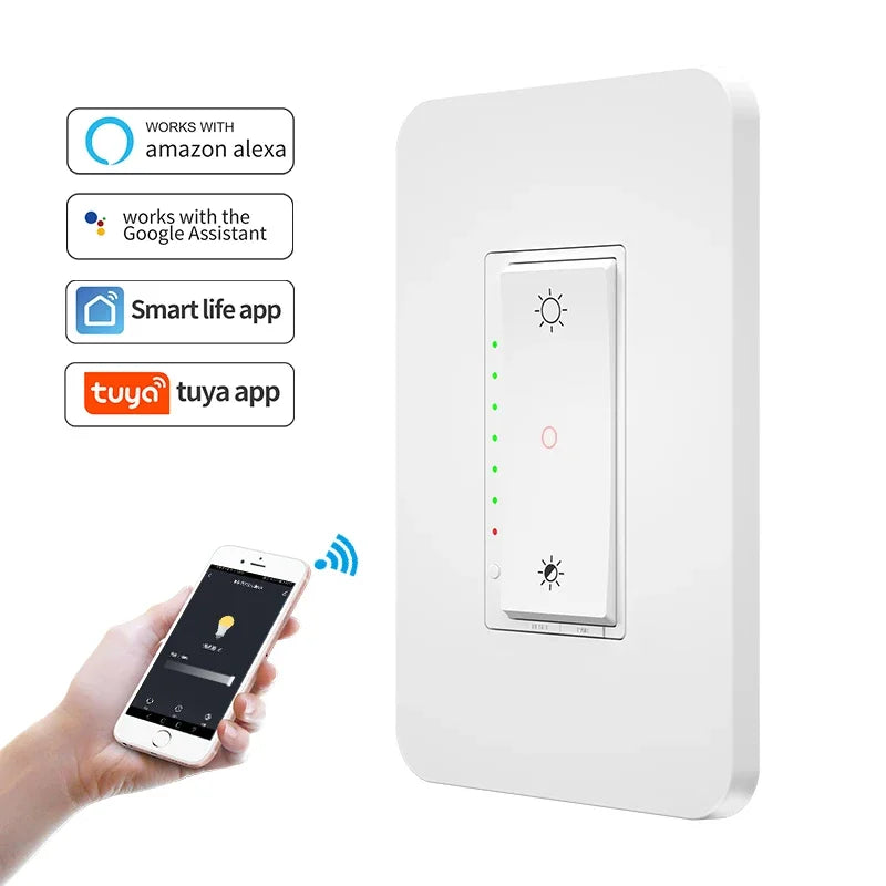 3 Way US WiFi Dimmer Switch Smart LED Light 110V Dimmable Switches Netural Wire Required Remote Control For Alexa Google Home