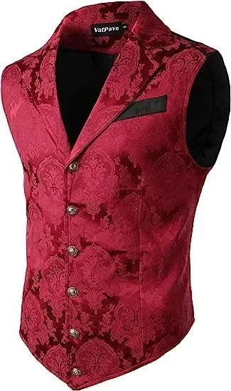2026 Men's Fashion Jacket  Suit Vest Steampunk Gothic Waistcoat Men's Casual Vest Stage Performance Costume Evening Party Vests