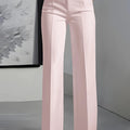 Women High Waisted Wide Leg Office Trousers, Solid Black - View 4 | SAMAG