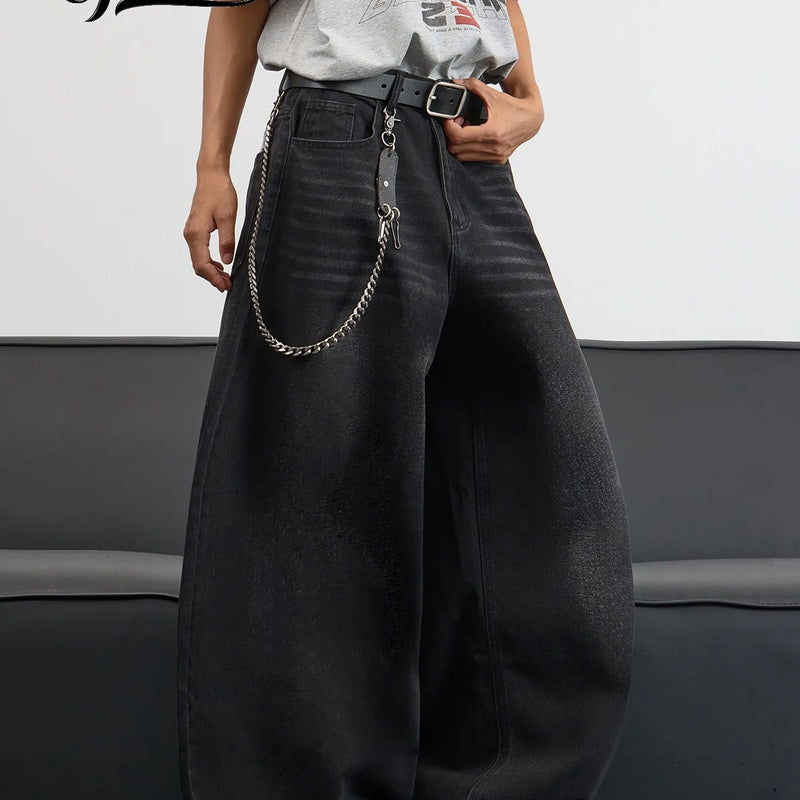 UP.THE Men's Black Baggy Wide Leg Jeans, Y2K Hip Hop | SAMAG