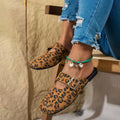 Summer Round Headed Comfortable Leopard Print Casual Slippers Fashionable New Style Elegant Anti Slip Flat Slippers for Women