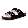 Kidmi Winter Casual Mules For Women and Men New Clogs Slippers With Adjustable Buckle Cow Suede Cork Insole Cozy Women's Sandals