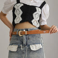 Stylish Niche and Trendy Embroidered Premium Belt Chinese - Style Retro Patterns with Unique Pin Buckle for Women | SAMAG