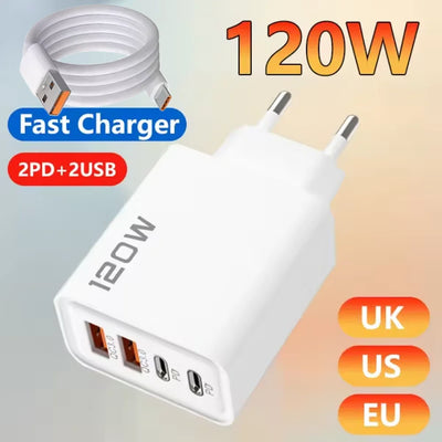 Quick Charge 3.0 Fast Charger 120W 4 Port USB Type C PD | SAMAG