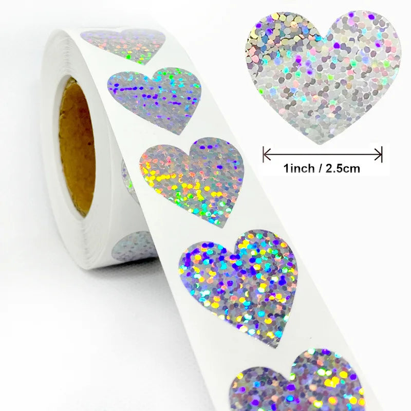 100-500PCS Thank You Stickers New Rolling Merci Stickers for Business Packaging Home Made Love Heart Shaped Sticker