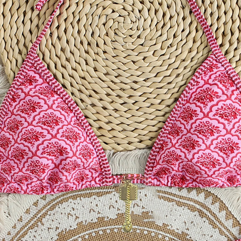 Women's Two Piece Bikini Set 2025, Sexy Triangle Push Up Swimsuit, Floral Print Bathing Suit, Beach Swimwear