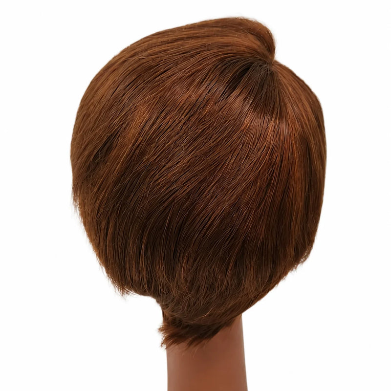 TIMOPOL Light Brown Short Straight Pixie Cut Lace Front Human Hair Wigs For Women Pre Plucked Natural Hairline Short Bob Lace Frontal Wig Daily Wear