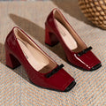 Spring Fashion New Style Square Toe Pumps Elegant Shallow Mouth High Heels Square Toe Color Matching Comfortable Women's Shoes