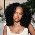 Kinky Curly Knotless Crochet Human Hair for Miracle Knots Boho Braid Ready Time-Saving Pre Separated Strands Natural Black Feather Extension 10-30 Inch 65g/Pack