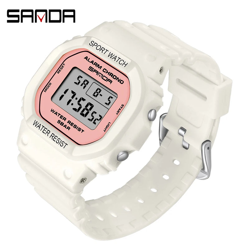 SANDA New Style Fashion Boys Girls Watches Waterproof LED Digital Watch Clock Lady G Style Sport Student Watch Relogio Feminino