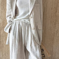 Autumn Hig-end Linen Material Blazer Jacket Sets Women 2025 Summer New Loose Wide Leg Casual Pant Ladies Clothing Office Lady