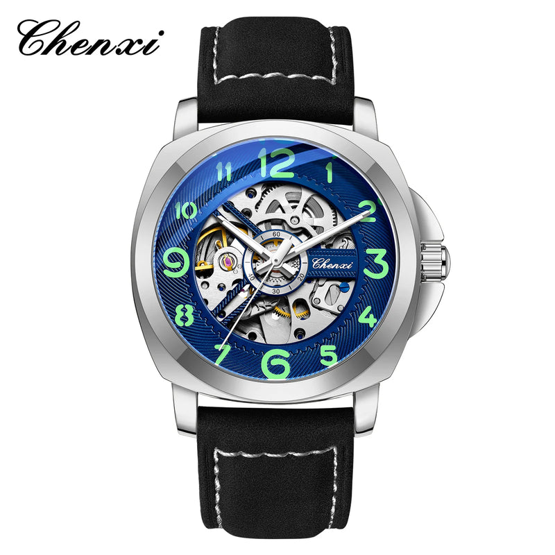 CHENXI Original Skeleton Mechanical Man Watches Luxury Men's Automatic Watch	Leather Strap Fashion Business Wristwatch Gift