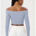 Long Sleeve Yoga T-Shirt for Women, Off Shoulder, Sexy Tight Gym Workout Top, Naked Feeling, Quick Dry Sports Activewear