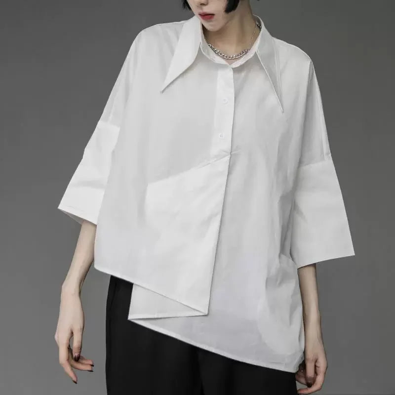 Spring Summer Women's Irregular Asymmetric Loose Button - View 6 | SAMAG